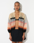 Mohair Light Bomber Cardigan with Stripes in Pastel by Maiami