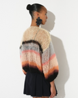 Mohair Light Bomber Cardigan with Stripes in Pastel by Maiami