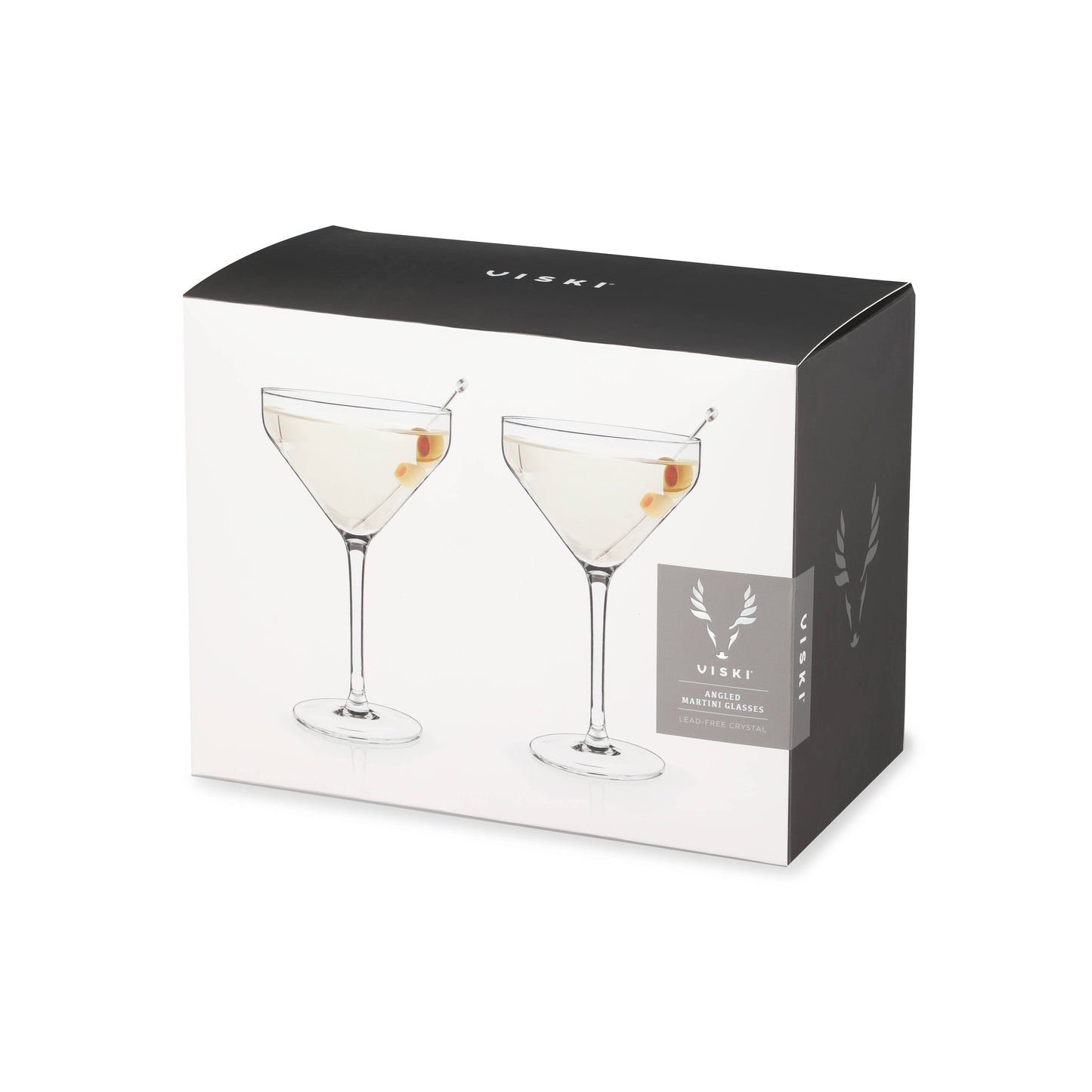 Raye™ Stemmed Angled Crystal Martini Glasses - Set of 2