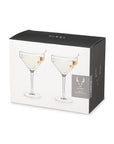 Raye Stemmed Angled Crystal Martini Glasses - Set of 2