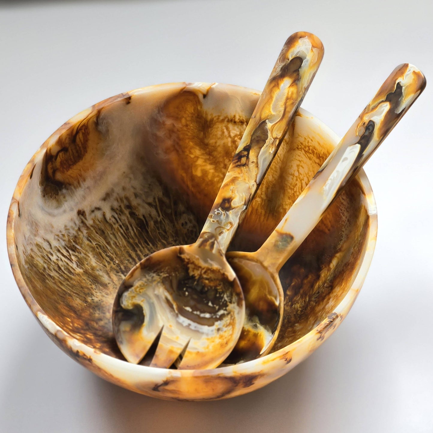 Hand Poured Resin Salad Serving Bowl