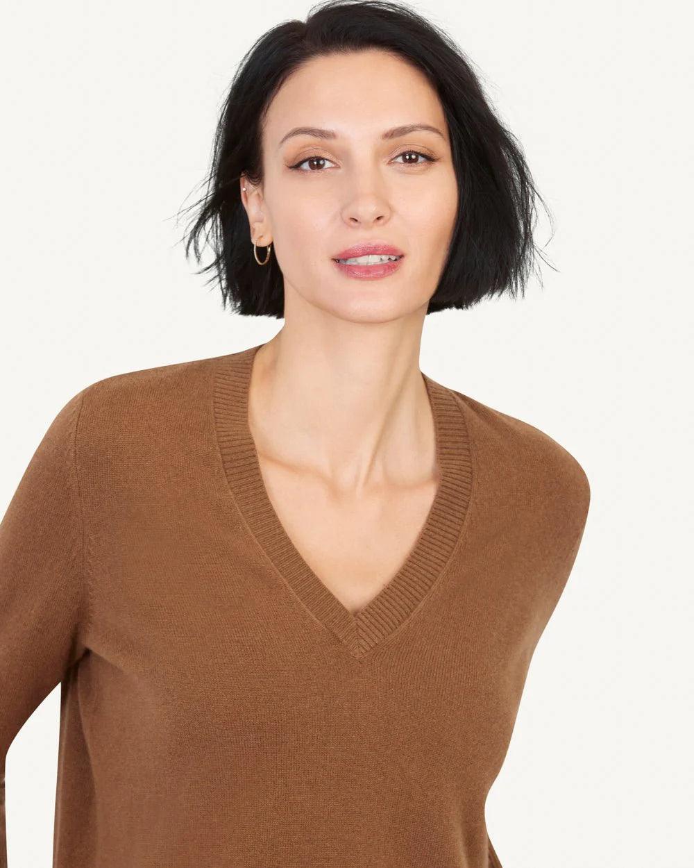 Ava Cashmere V-Neck Sweater by Not Monday