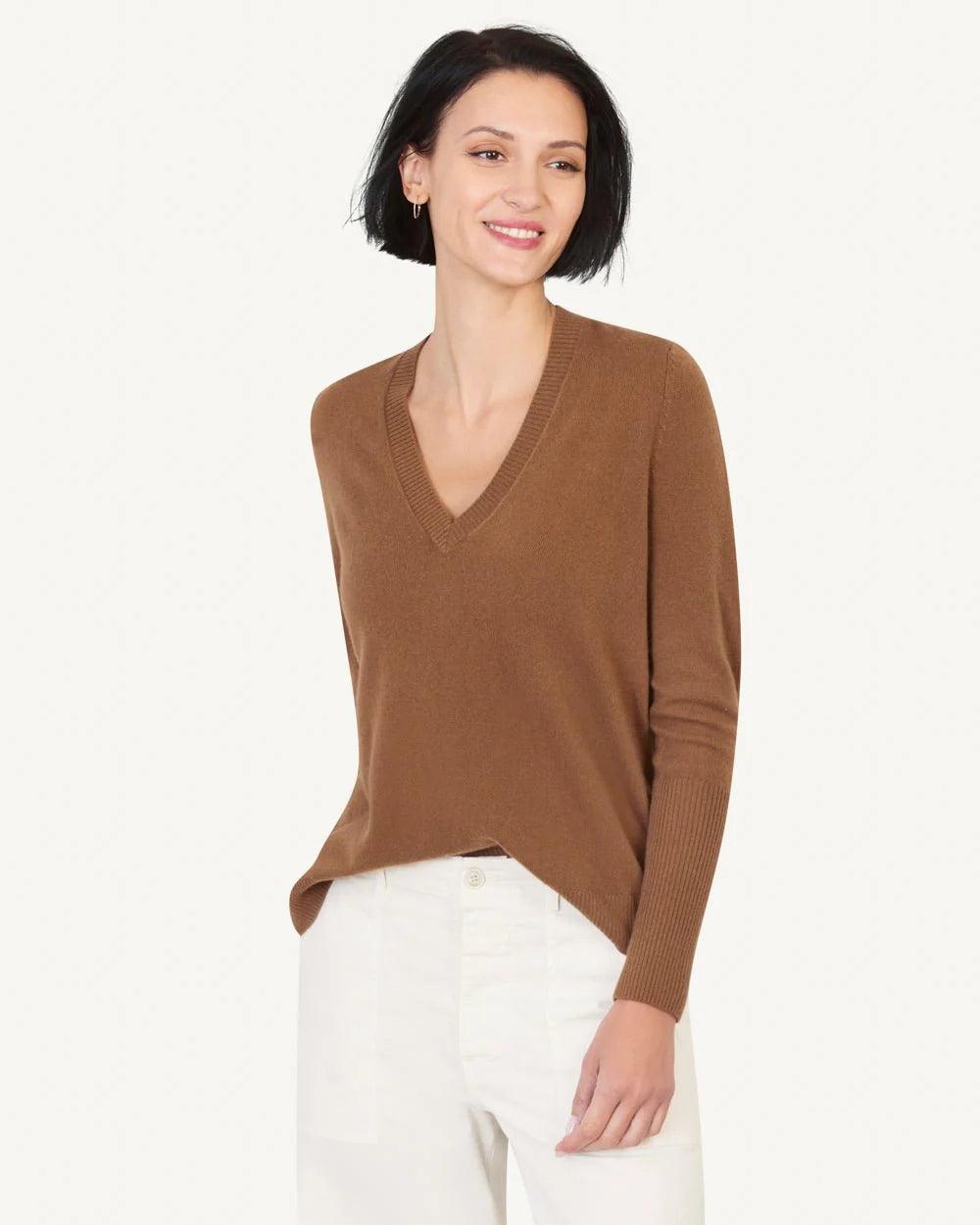 Ava Cashmere V-Neck Sweater by Not Monday