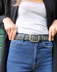 Britta | Vintage Silver Buckle Studded Leather Belt