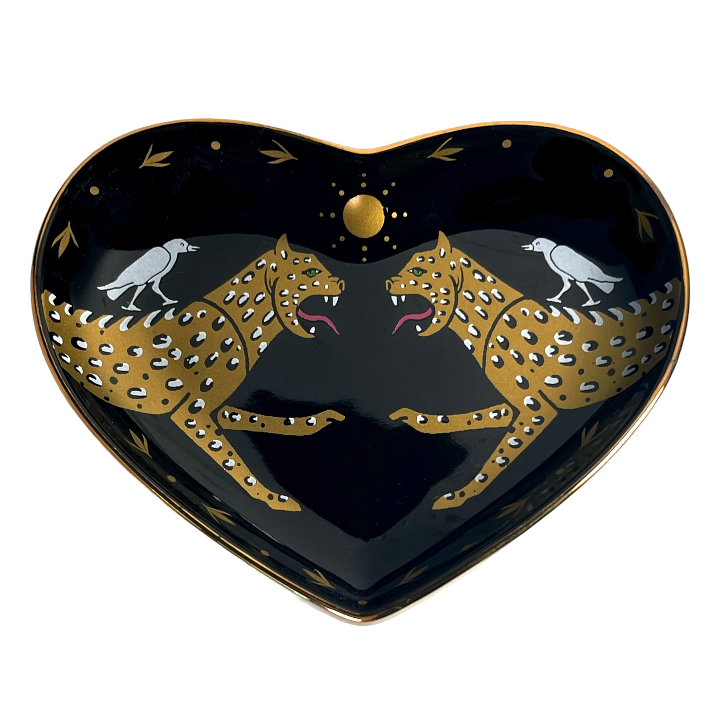 Two Cheetahs Ceramic Heart Dish