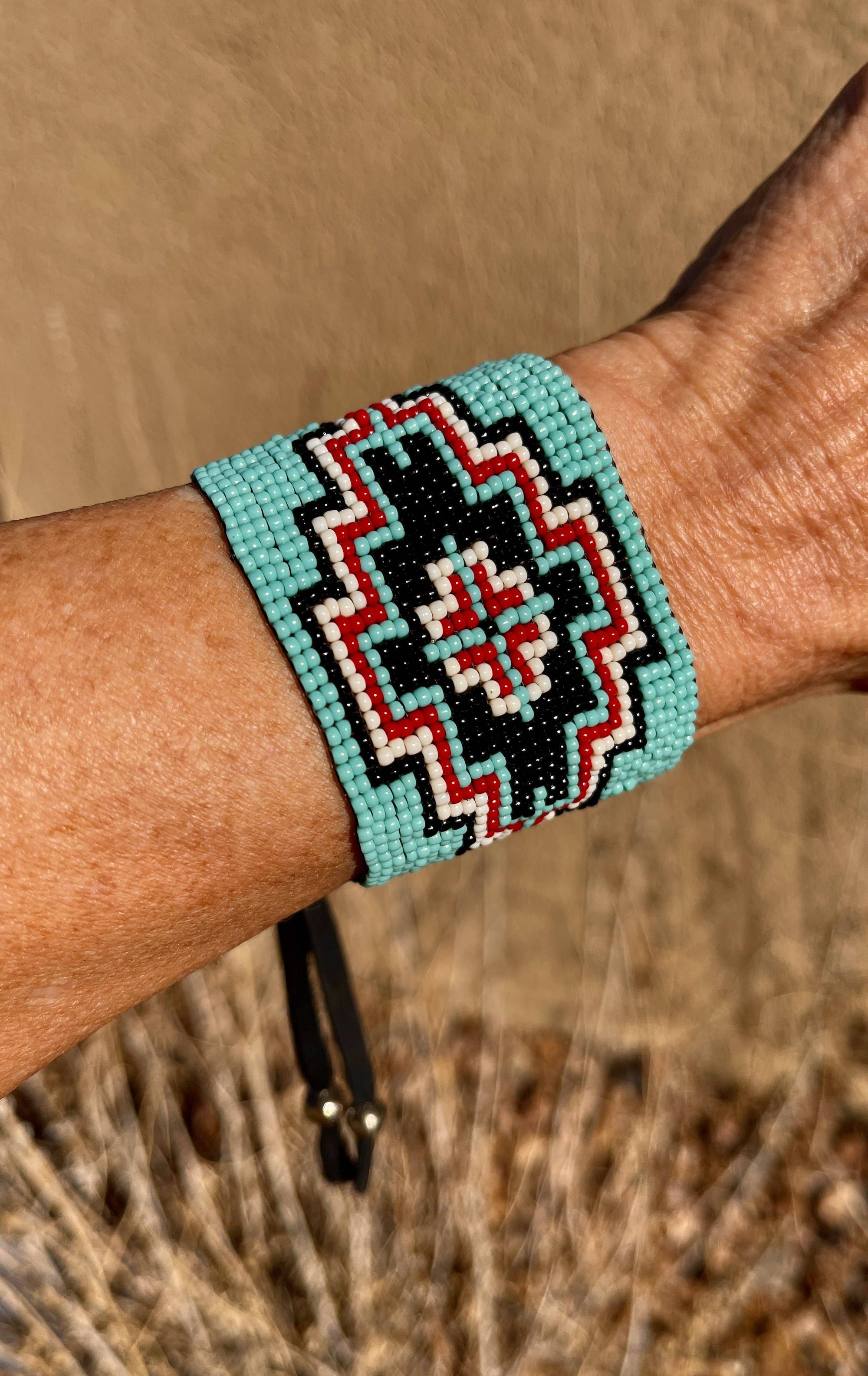 Navajo Cross Leather Cuff Bracelet