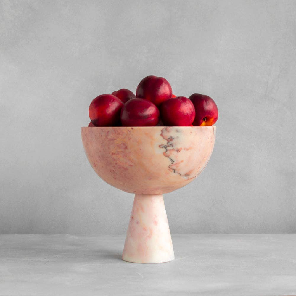 PINK MARBLE PEDESTAL BOWL XL