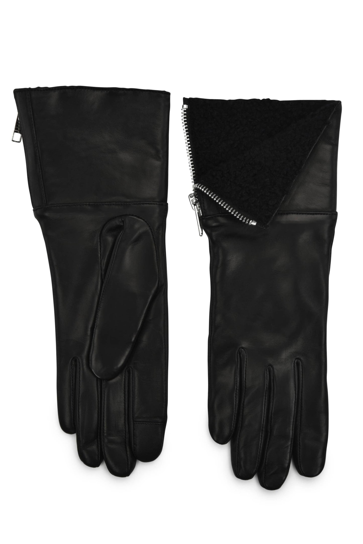 Touch Tech Leather with Shearling Cuff Zipper by Amato New York