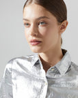 San Marino Metallic Linen Shirt in Silver by Lanhtropy