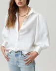 Camille Linen Shirt in White by Lanhtropy