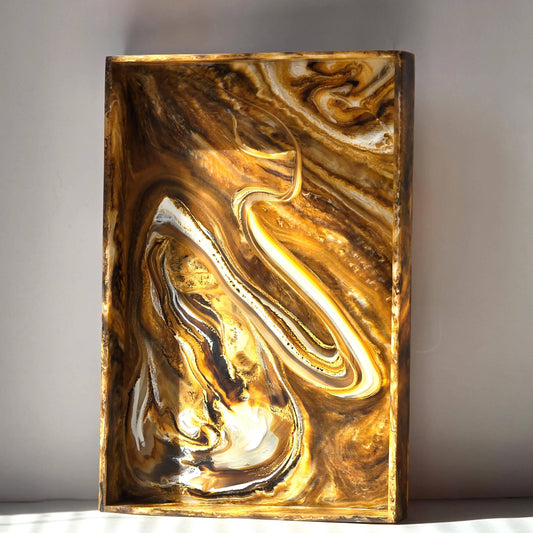 Swirl Brown Hand Poured Resin Tray