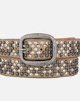 Britta | Vintage Silver Buckle Studded Leather Belt