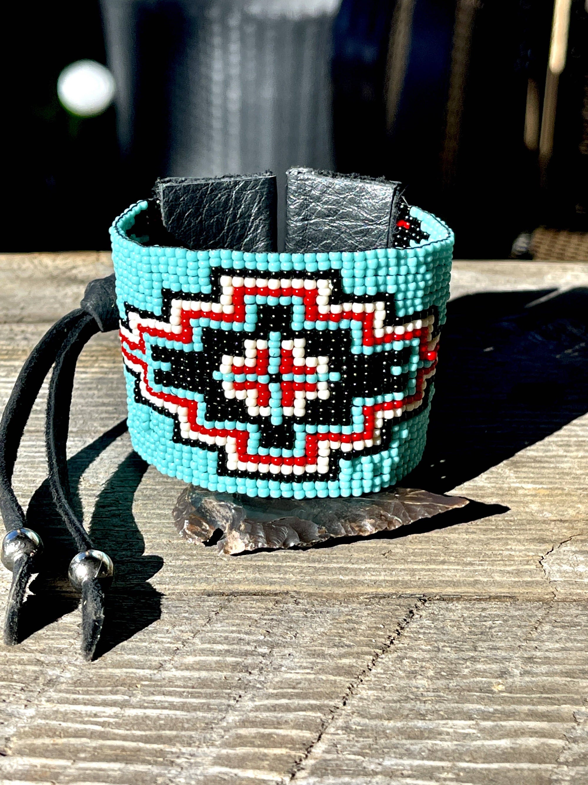 Navajo Cross Leather Cuff Bracelet