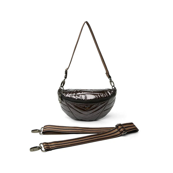 Little Runaway Fanny Pack in Dark Mocha Patent by Think Royln