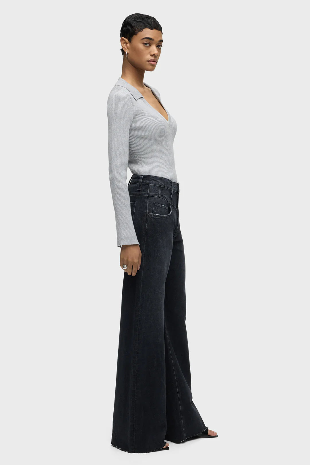 Jodie Seamed Front Yoke Wide Leg Jeans by Hudson