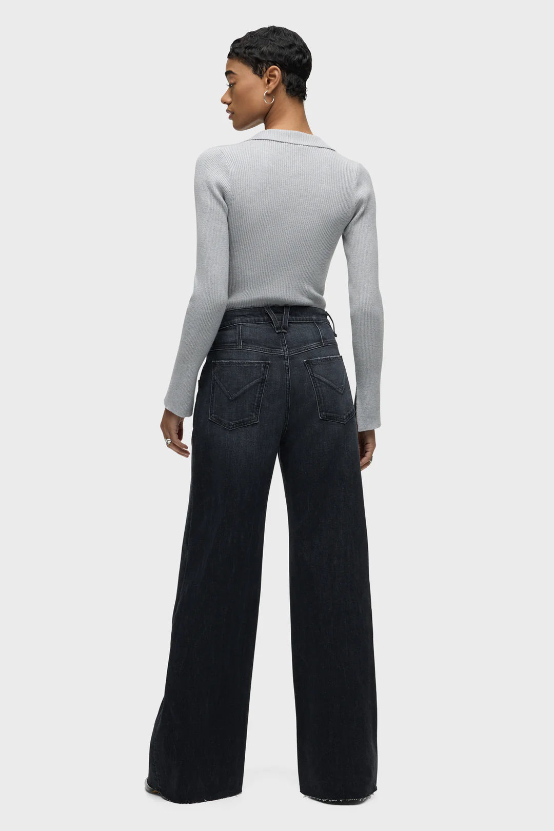 Jodie Seamed Front Yoke Wide Leg Jeans by Hudson