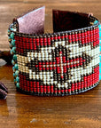 Western Beaded Leather Cuff Bracelet