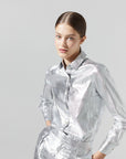 San Marino Metallic Linen Shirt in Silver by Lanhtropy