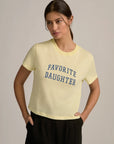 The Cropped Collegiate tee in moonbeam by Favorite Daughter