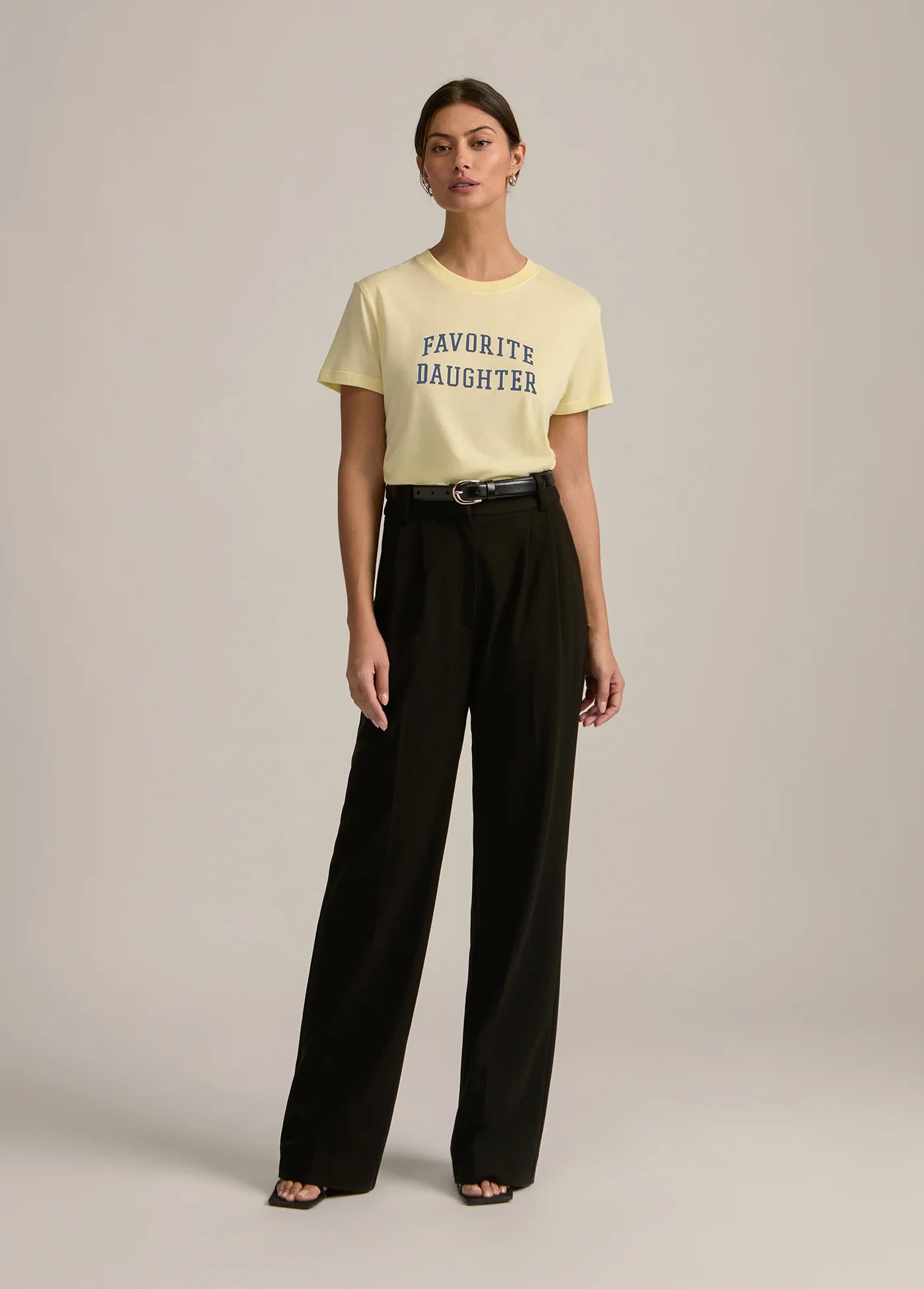 The Cropped Collegiate tee in moonbeam by Favorite Daughter