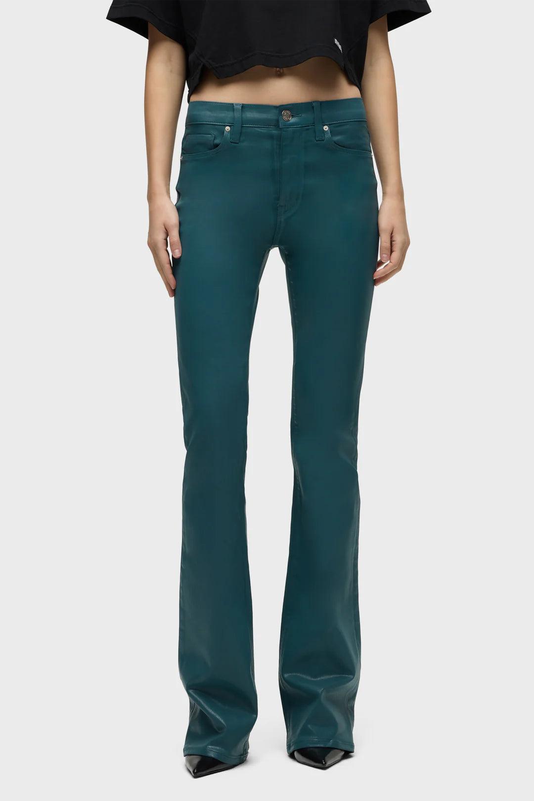 Barbara High Rise Coated Bootcut Denim Jean in Deep Teal by Hudson