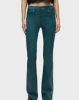 Barbara High Rise Coated Bootcut Denim Jean in Deep Teal by Hudson