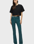 Barbara High Rise Coated Bootcut Denim Jean in Deep Teal by Hudson