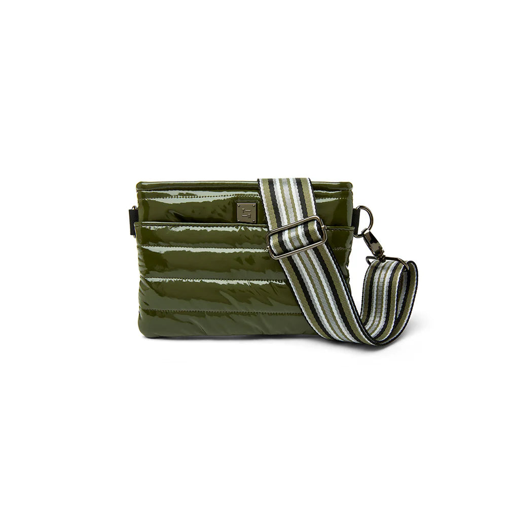 Bum Bag Crossbody in Olive Patent by Think Royln