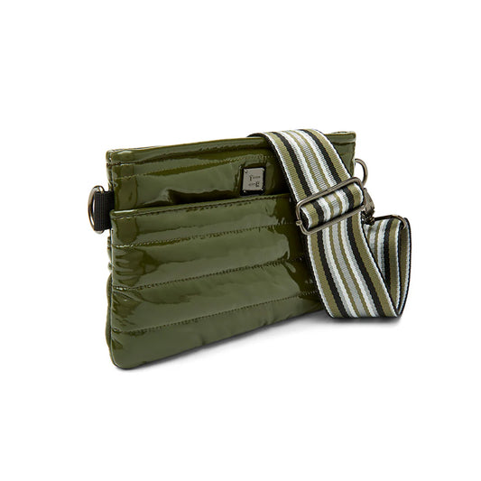 Bum Bag Crossbody in Olive Patent by Think Royln