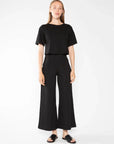 Ponte Knit Wide Leg Cropped Pant in Black by Ripley Rader