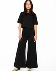 Ponte Knit Wide Leg Cropped Pant in Black by Ripley Rader