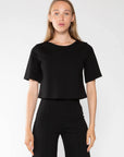 Ponte Knit Short Sleeve Top in Black by Ripley Rader