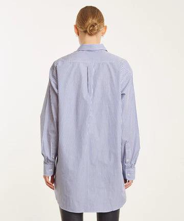 Oversized Button Up Shirt in Baby Blue Strip by SPRWMN - Haven