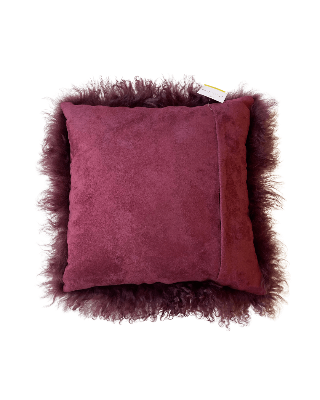 Mongolian Lamb Pillow in Burgundy - Haven