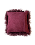 Mongolian Lamb Pillow in Burgundy - Haven