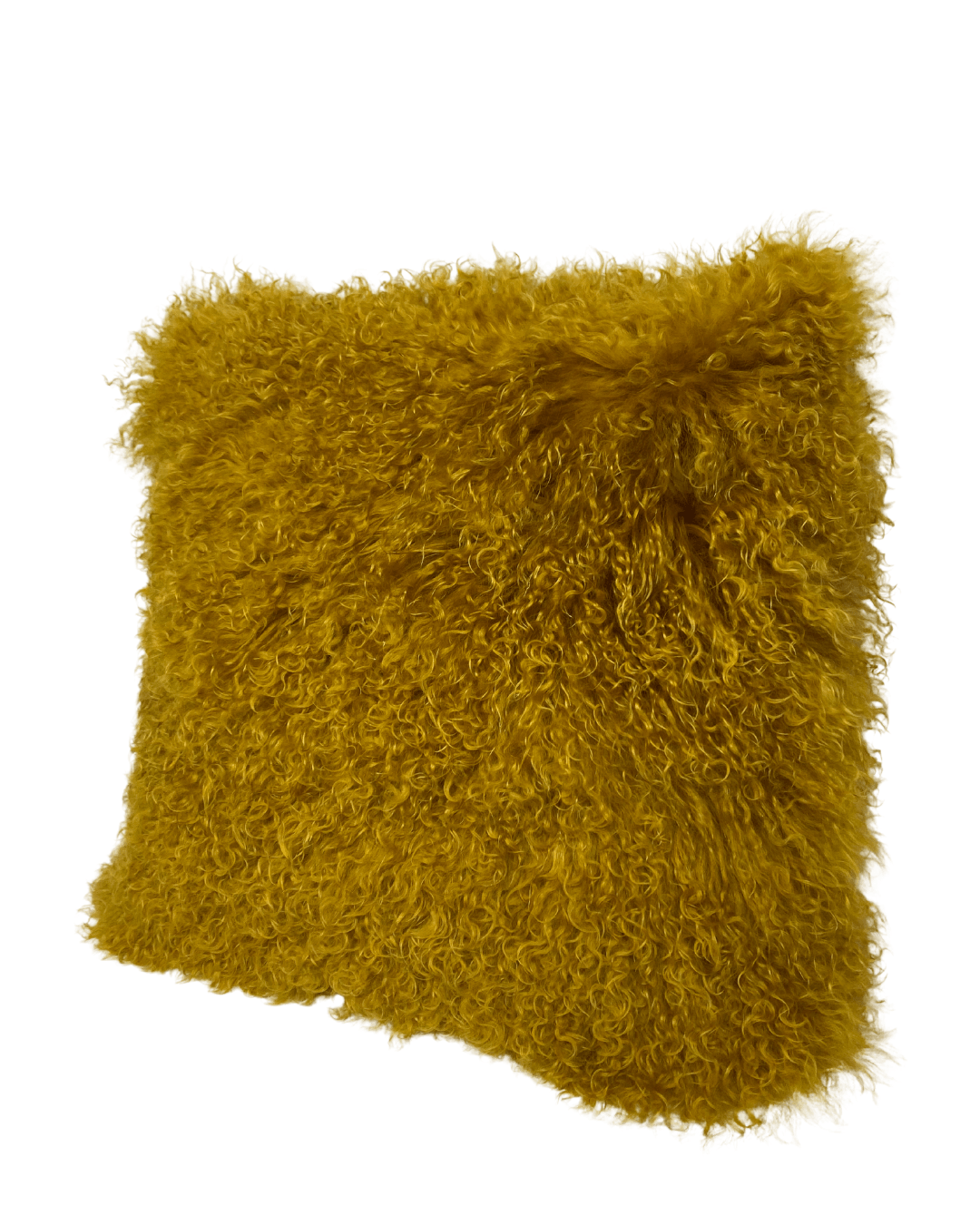 Mongolian Lamb Pillow in Mustard - 20" x 20" - Haven