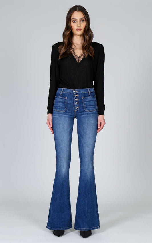 Audrey Patch Pocket Flare Jeans by Black Orchid - Haven