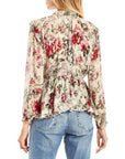 Rosa Crinkled Floral Peplum Blouse by Secret Mission - Haven