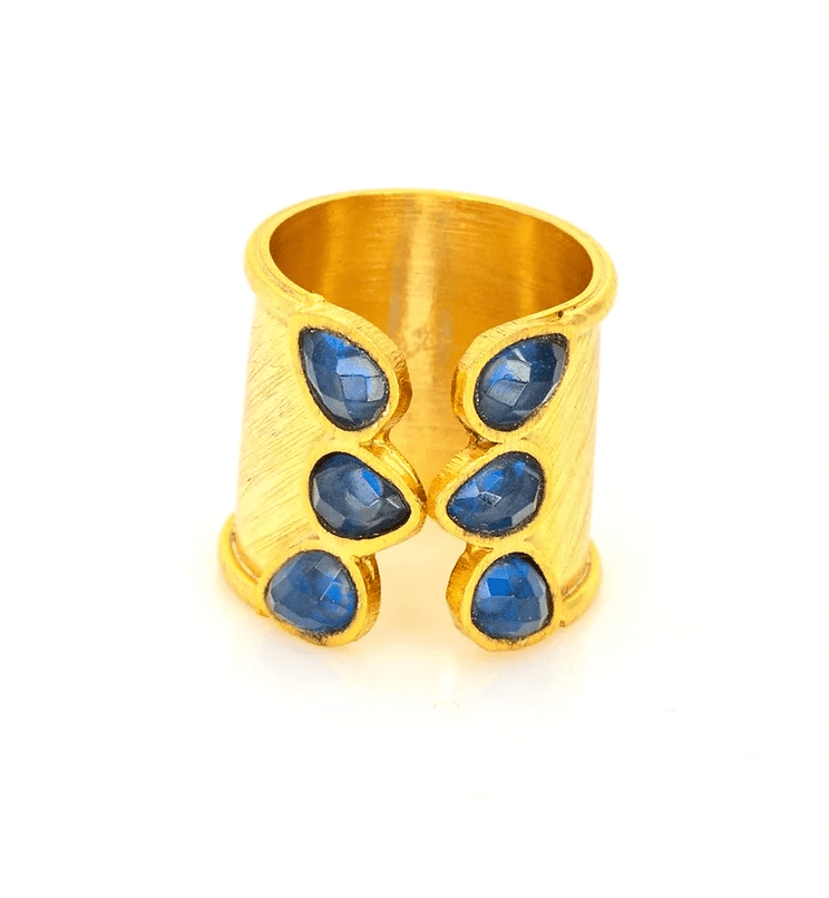 Gemstone Cuff Ring by Leela Grace Jewelry (Various Colors) - Haven