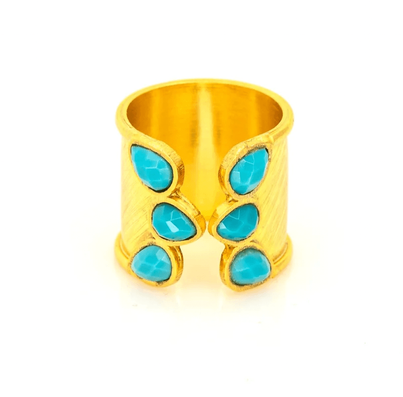 Gemstone Cuff Ring by Leela Grace Jewelry (Various Colors) - Haven