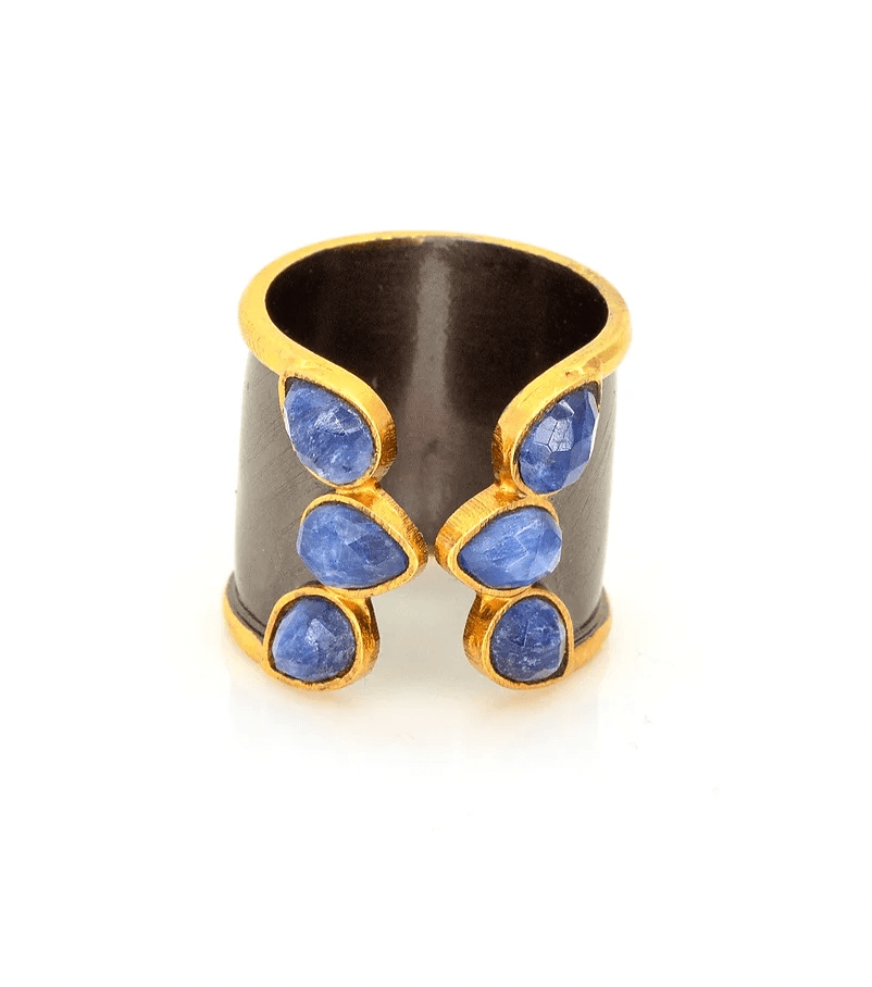 Gemstone Cuff Ring by Leela Grace Jewelry (Various Colors) - Haven