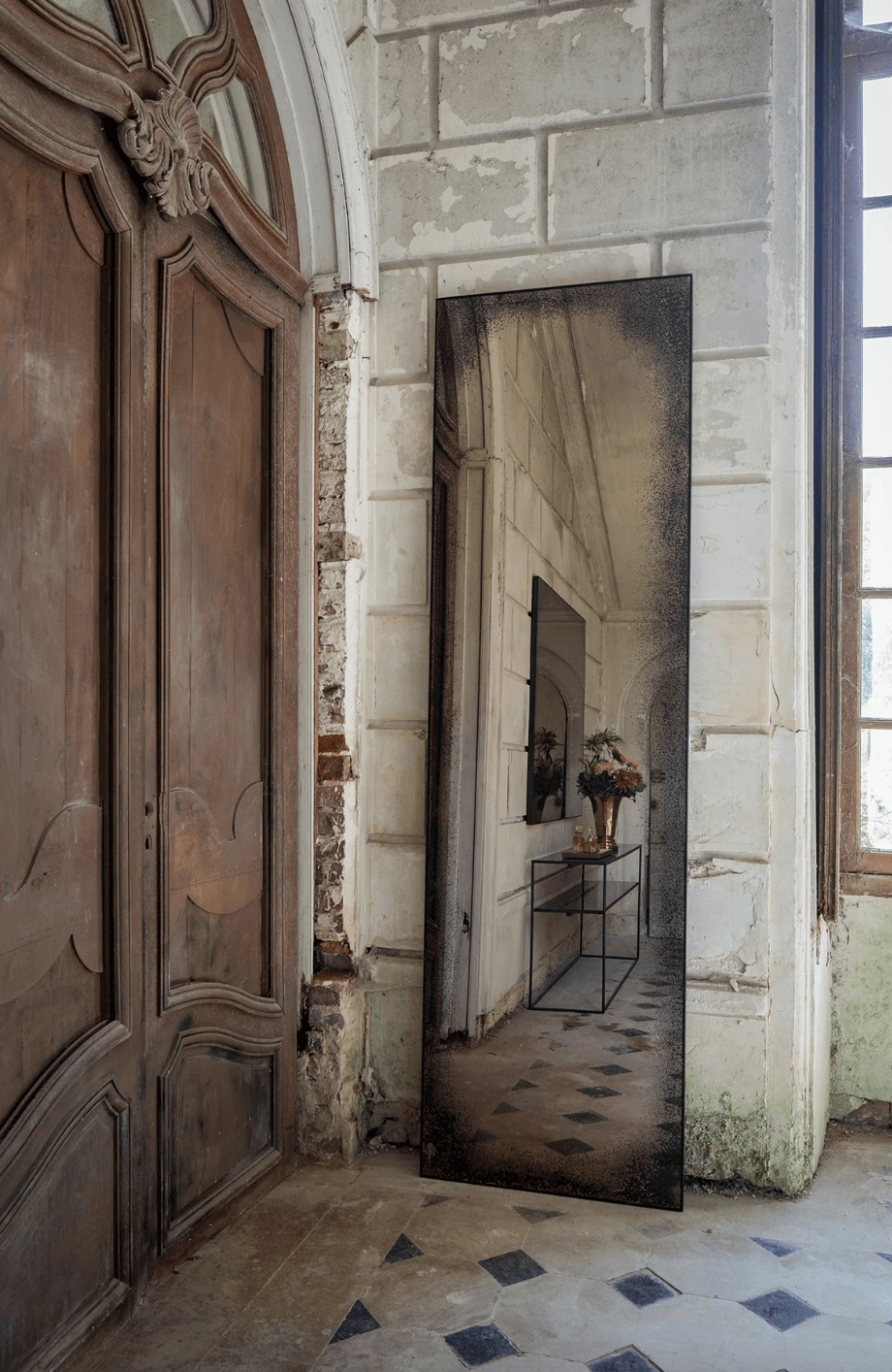 Bronzed Floor Mirror - Medium Aged - Haven