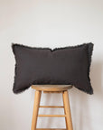 Lumbar Fringed Linen Pillow (Various Colors) - Haven