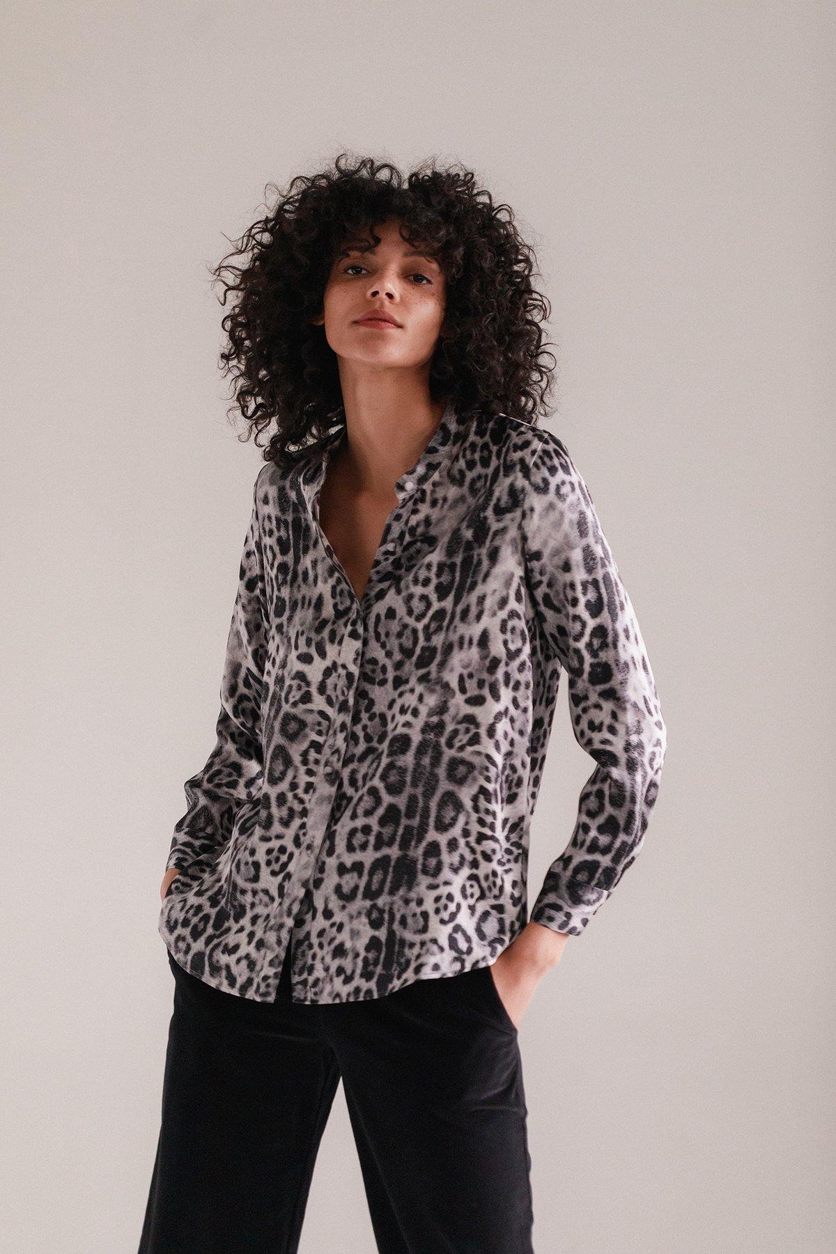 Laura Blouse in Snow Leopard by Catherine Gee - Haven