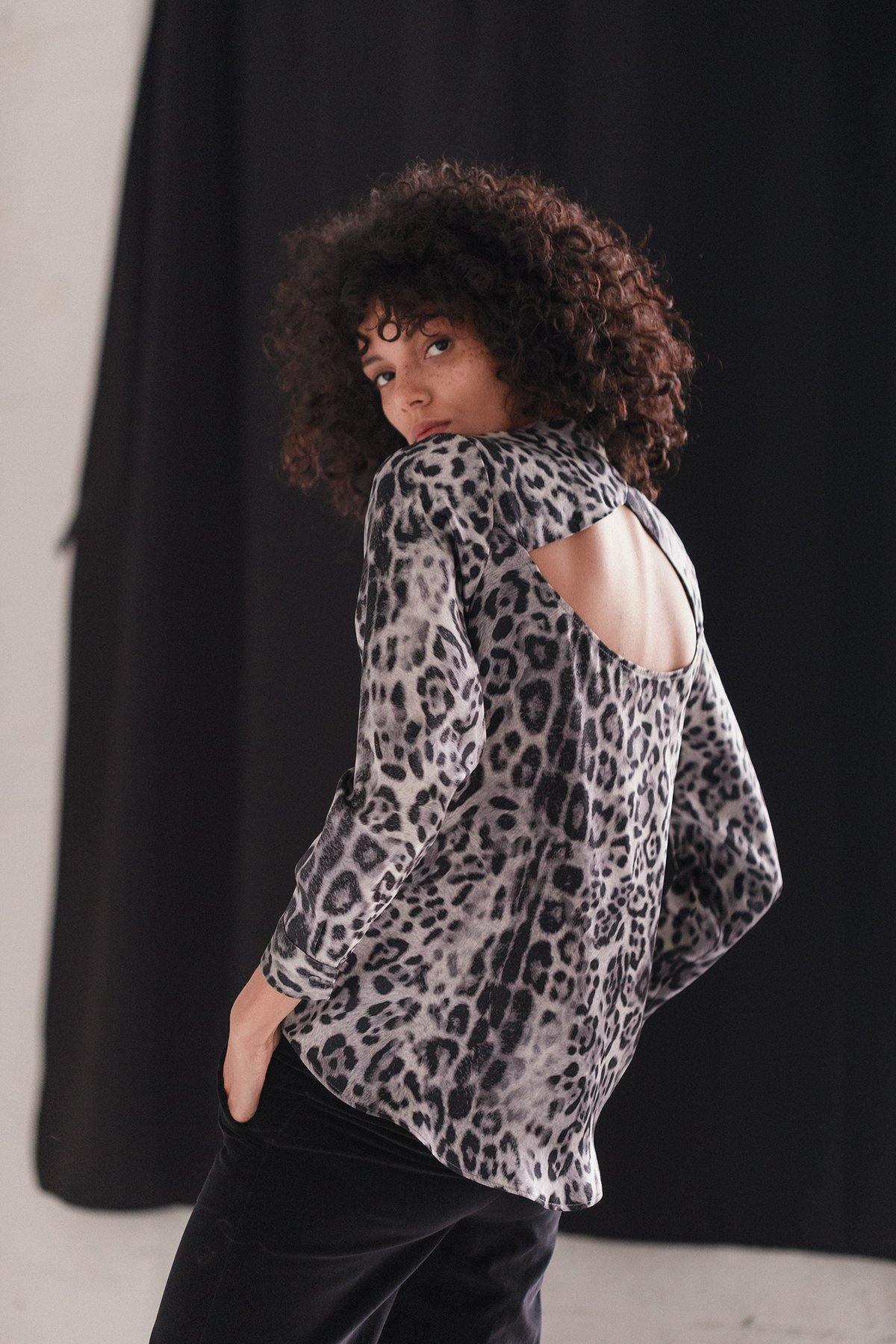 Laura Blouse in Snow Leopard by Catherine Gee - Haven